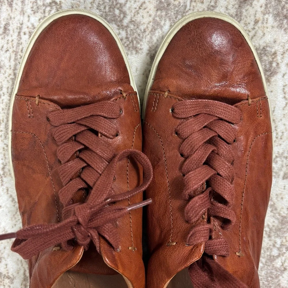 Frye Ivy Low‎ Lace Sneaker Size 9 Cognac